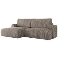 ECKSCHLAFSOFA TONO L Hellbraun Cord - links - Hellbraun/Schwarz, Kunststoff/Textil (260/150cm) - MKS