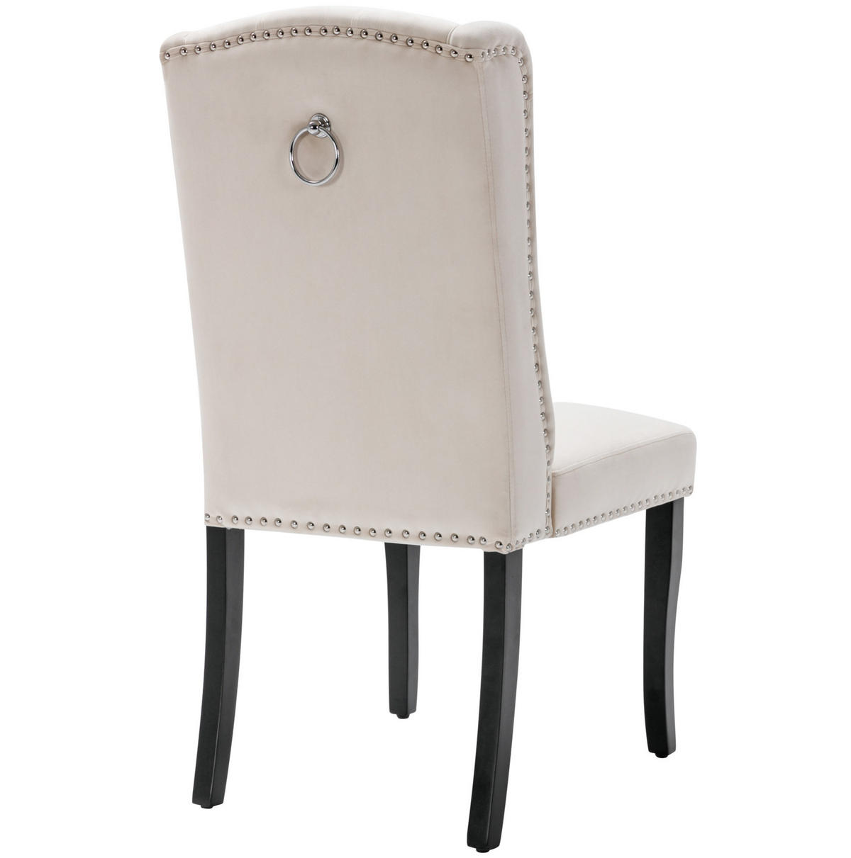 ESSZIMMERSTUHL 6er-Set Samt Beige mit Eichenbeinen - Beige, Metall (45/100/61.1cm) - Meubliv