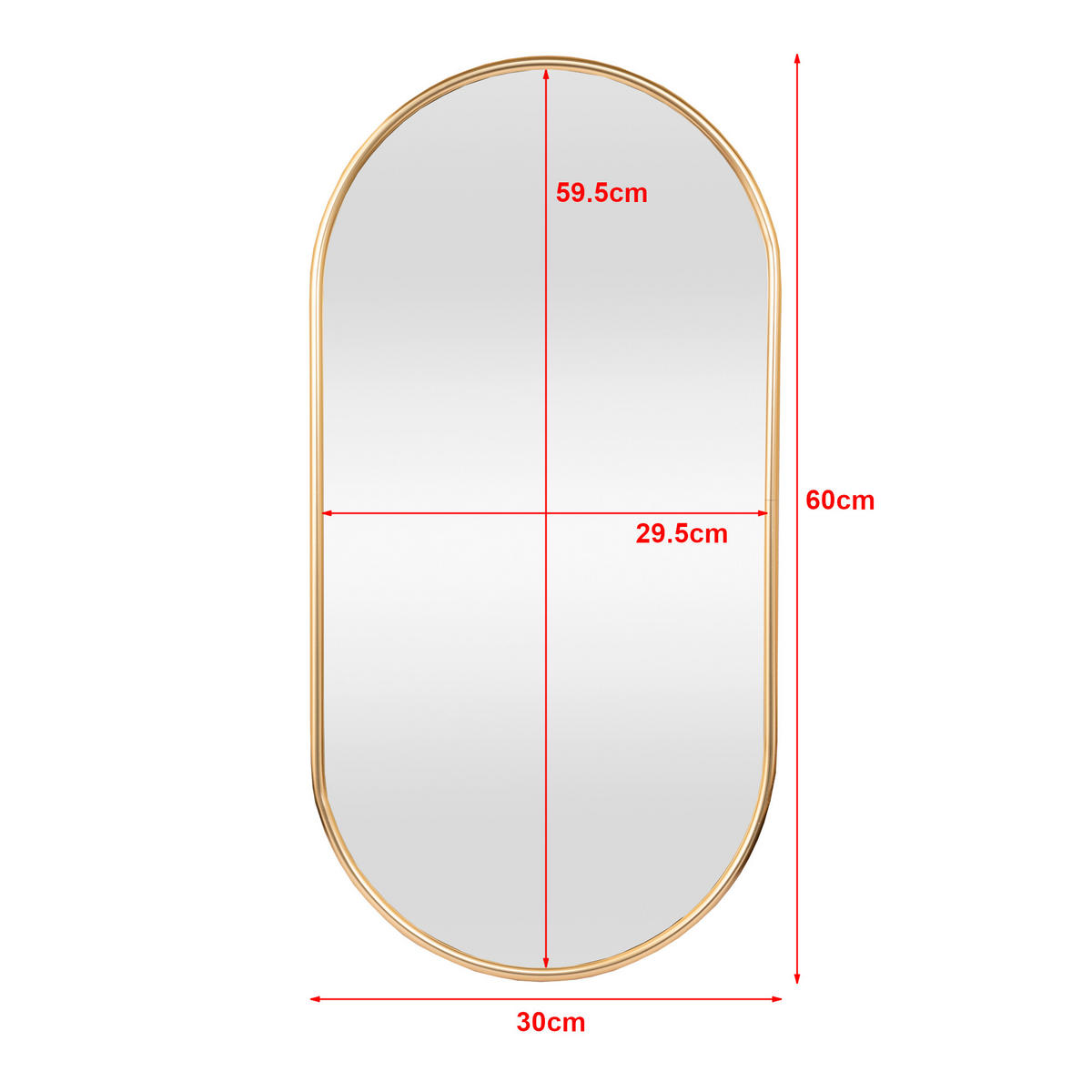 WANDSPIEGEL Picciano - Goldfarben, Glas/Metall (30/2.8/60cm) - [en.casa]