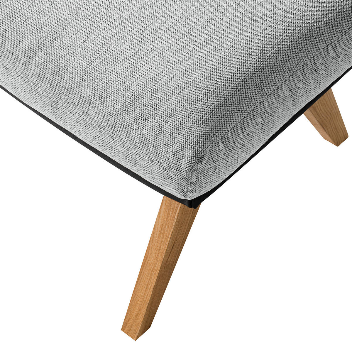 HOCKER mit Holzfüßen - Eichefarben/Hellgrau, Eichenholz/Textil (54/41/41cm) - home24