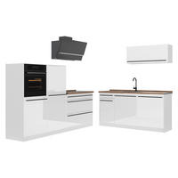 KUCHYŇSKÝ KOUT R-Line, Bílá vysoký lesk/Bílá, 220 cm pracovná doska Dub Goldkraft - bílá/vysoce lesklá bílá, kompozitní dřevo (220/143/60cm) - Vicco