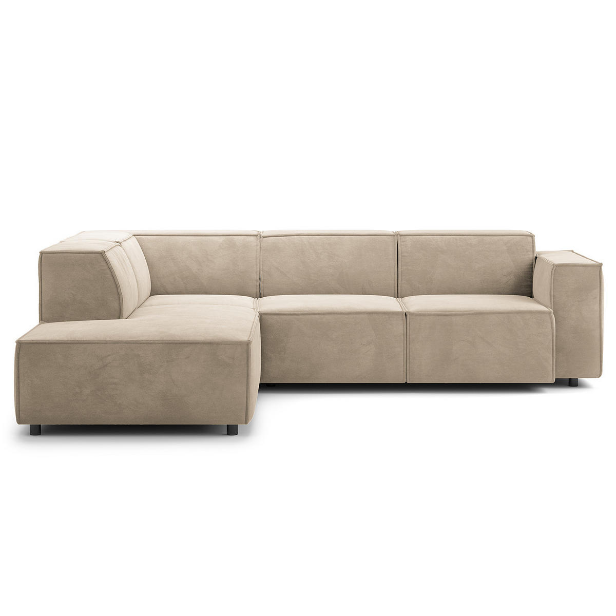 ECKSOFA mit Ottomane - Beige/Schwarz, Kunststoff/Textil (260/234cm) - home24