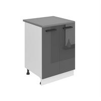 KÜCHENUNTERSCHRANK 60 cm SD2 mit Arbeitsplatte, 2 Türen, Silber Hochglanz - Grau, Holz (60/85/51.6cm) - B BELINI GROUP
