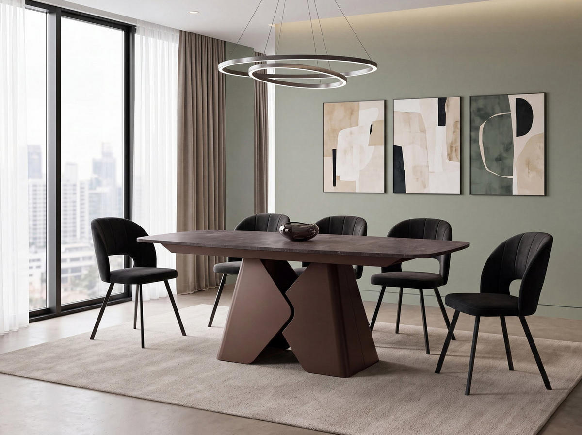 ESSTISCH Vanta rechteckig ausziehbar verlängerbar mit Braunem Metallgestell, Beton Dunkelgrau 180-270/90/76 cm - Dunkelgrau/Braun, Holzwerkstoff/Metall (90/270/76cm) - WFL GROUP