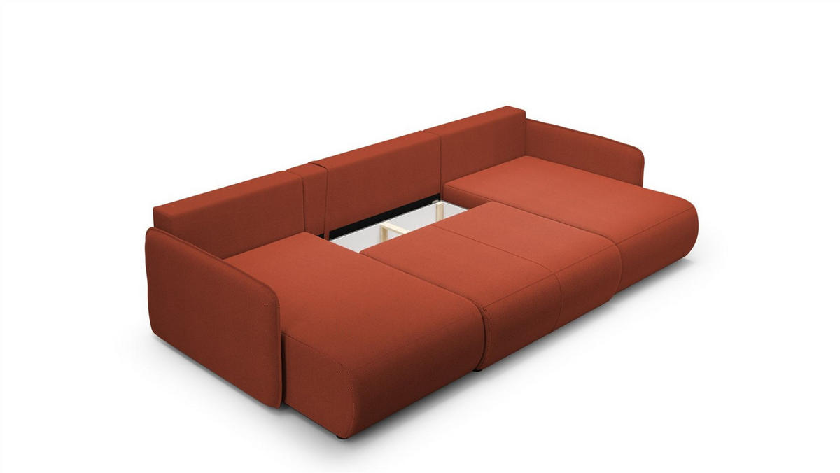 WOHNLANDSCHAFT Calgary - Rotbraun, Holzwerkstoff/Textil (290/86/148cm) - Fun Möbel