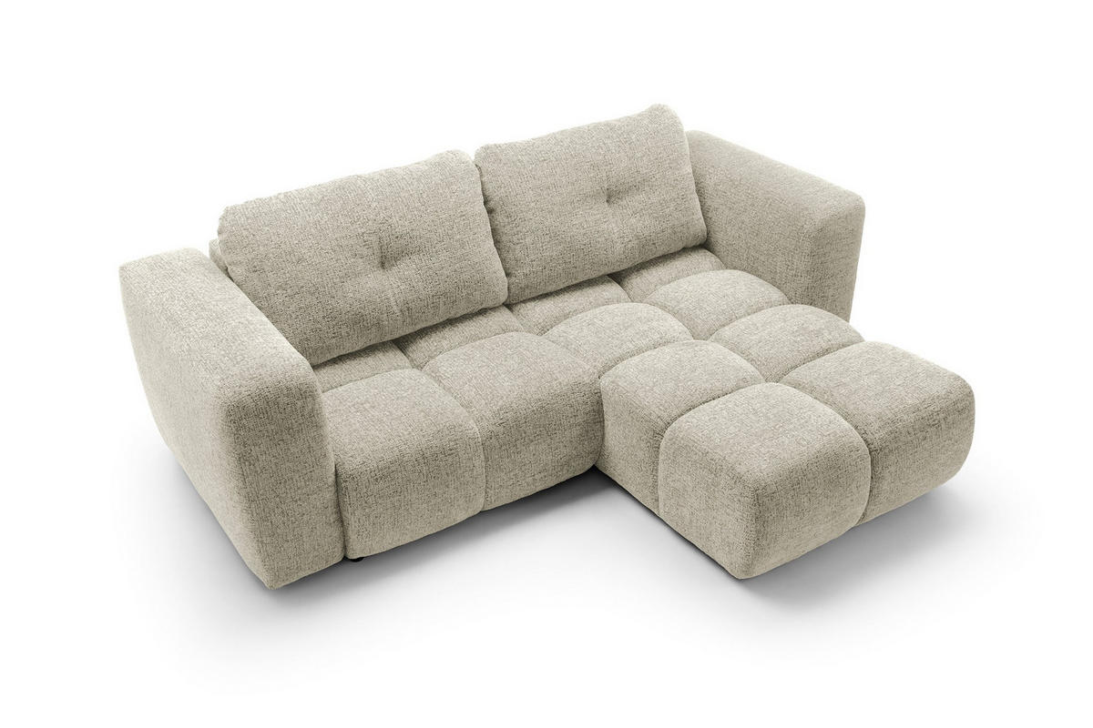 ECKSOFA ARTE 01 Creme Chenille mit Schlaffunktion - Creme, Holz (245/177cm) - MASSENO