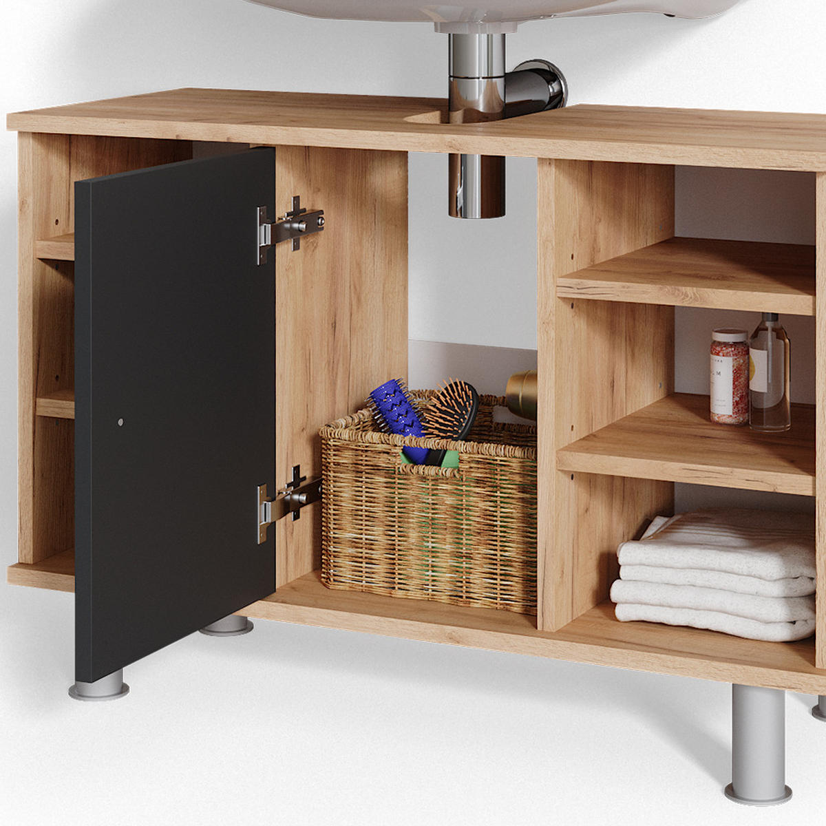 WASCHBECKENUNTERSCHRANK Fynn Anthrazit 80 x 54 cm - Anthrazit, Holzwerkstoff (80/54/32cm) - Vicco
