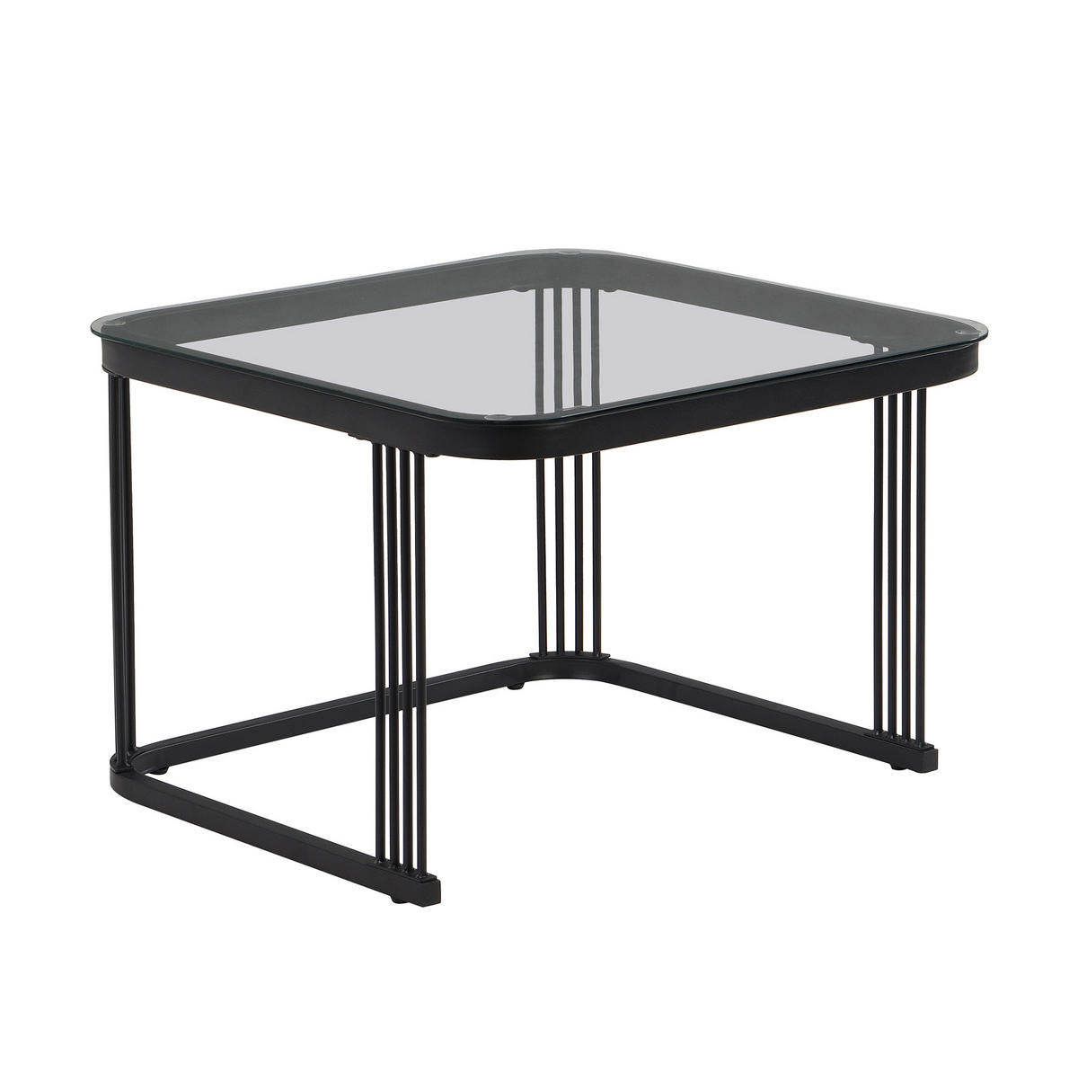 COUCHTISCH-SET aus MDF 60x60x44,5+50x50x34,5 cm Schwarz/Grau mit Schubladen und verschachteltem Design - Schwarz, Holzwerkstoff (60/60/45cm) - Modfu