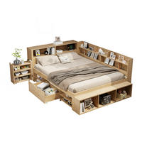 KINDERBETT 140/200 cm natur aus Sperrholz mit Stauraum und Regalen - Naturfarben, Holzwerkstoff (140/200cm) - OKWISH