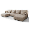 WOHNLANDSCHAFT Florinna Beige 345/182/87 cm mit Schlaffunktion - Chromfarben/Beige, Textil/Metall (345/87/182cm) - AX Living