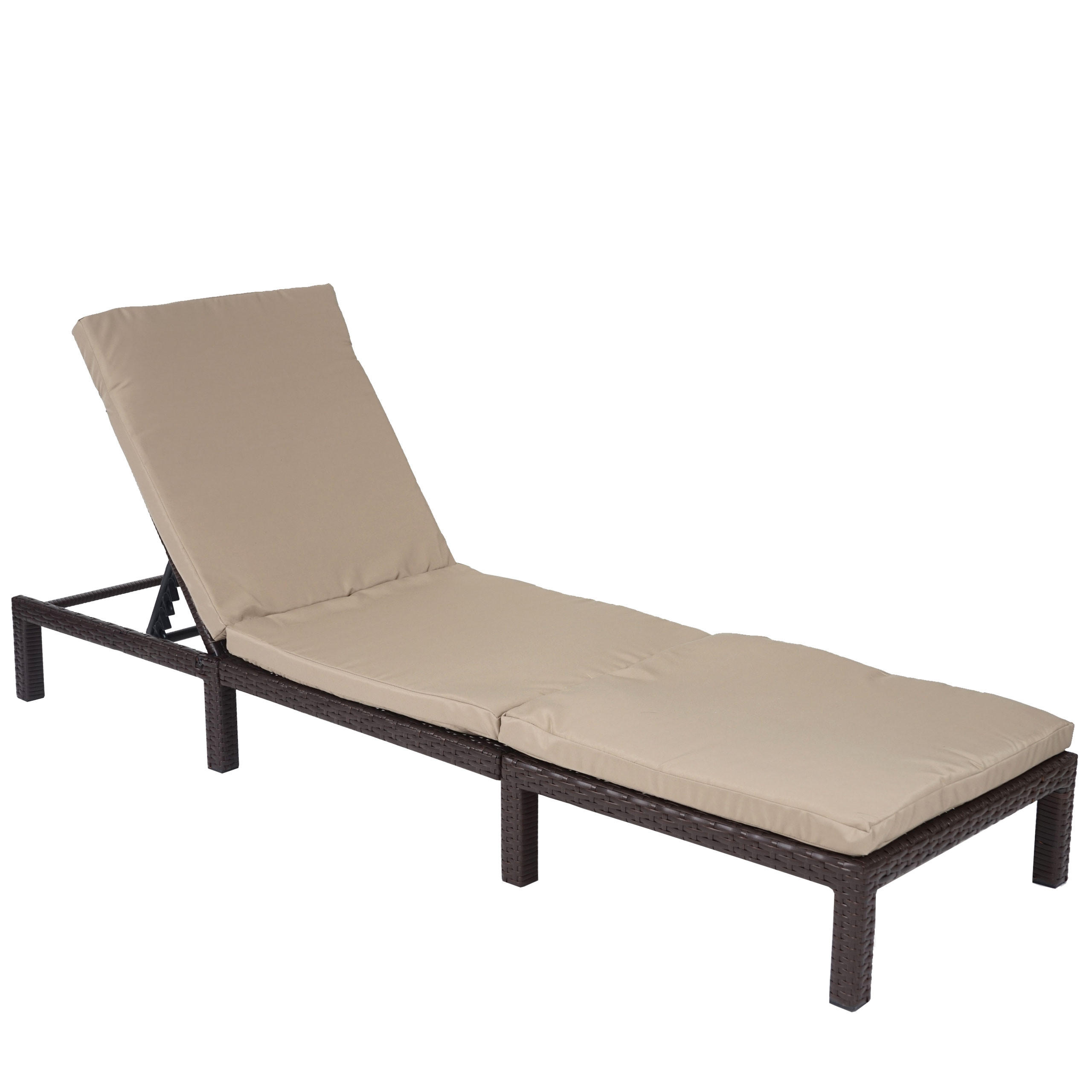 POLY-RATTAN SONNENLIEGE BASIC Braun, Cremeweiß - Braun/Weiß, Kunststoff (60/71/198cm) - MCW