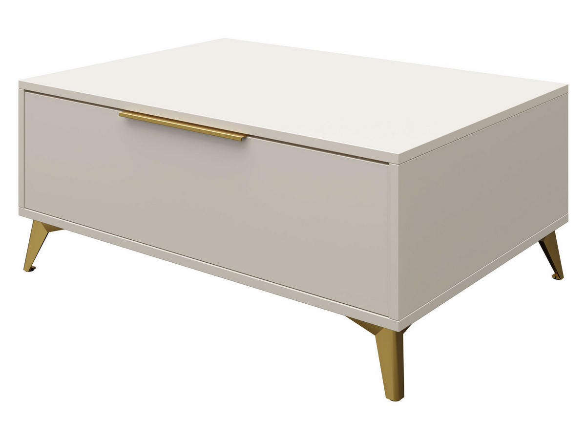 COUCHTISCH Xylix 1SZ - Beige/Goldfarben, Holzwerkstoff/Metall (75/104/45cm) - MIRJAN24