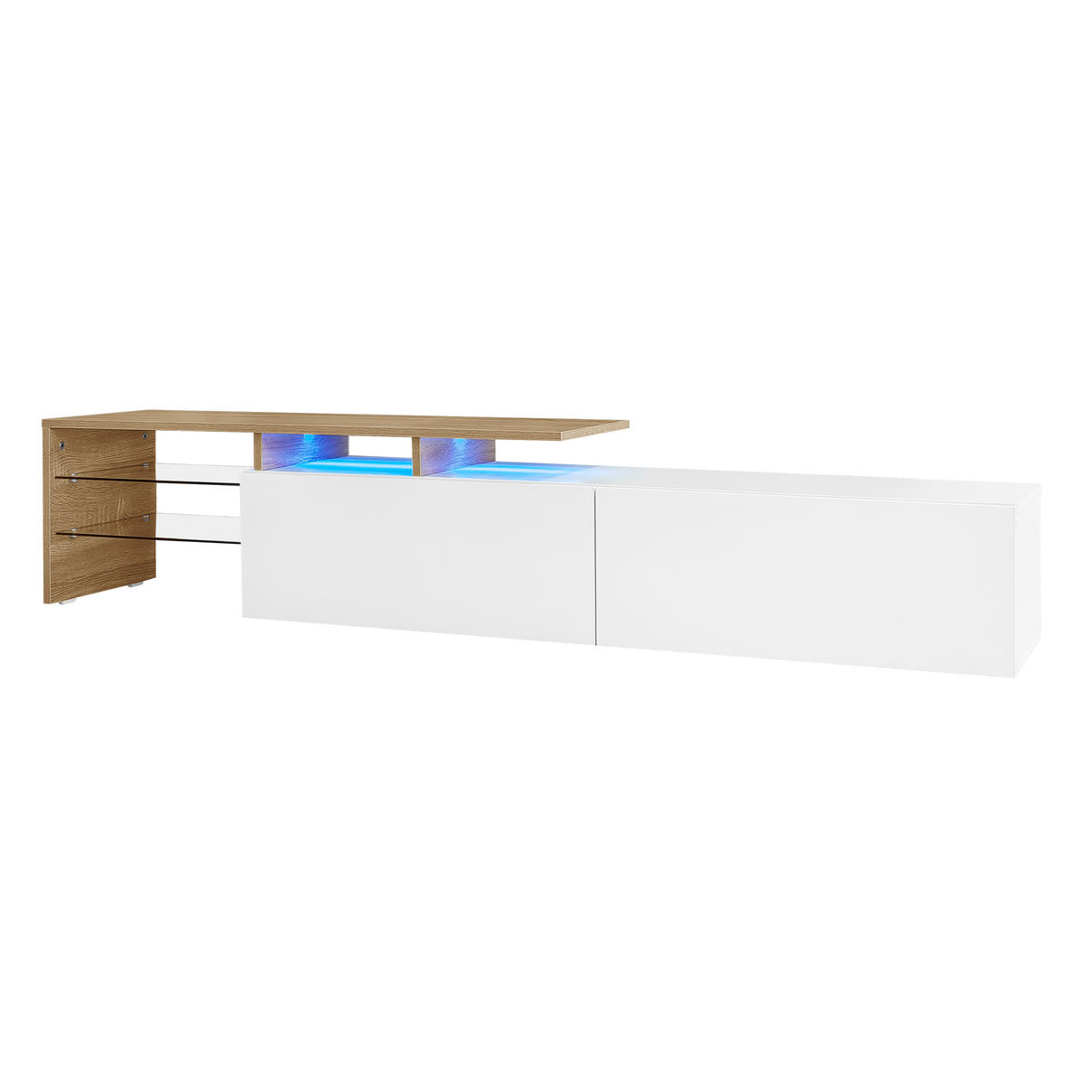 TV-LOWBOARD Weiß-Natur 170/33/34 cm - Weiß, Holzwerkstoff (170/33.5/33cm) - PANGIVO