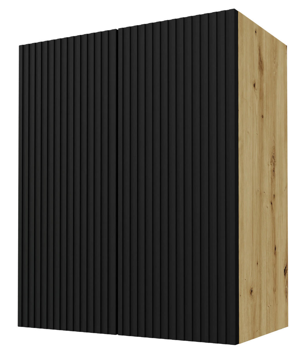Feldmann-Wohnen Küchenhängeschrank Schwarz, Eiche 60x72x32.5 cm