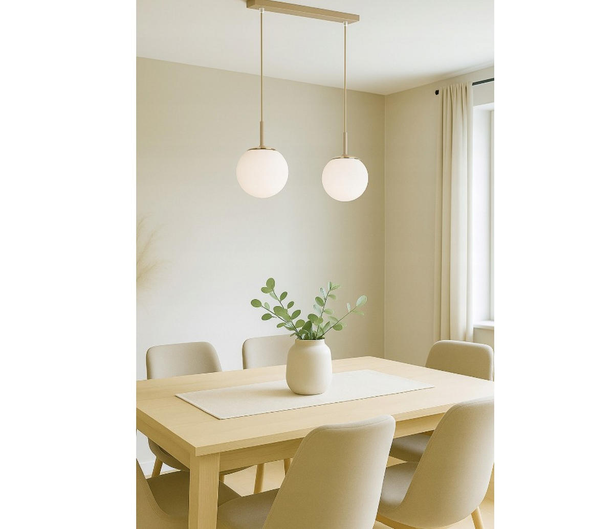 PENDELLEUCHTE ECRU II - Beige/Goldfarben, Glas/Metall (32/14/100cm) - kiki design