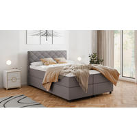 BOXBETT Diamaro 140x200 cm mit Bettkasten und Topper - Dunkelgrau - Grau, Holz (140/200cm) - Homesy