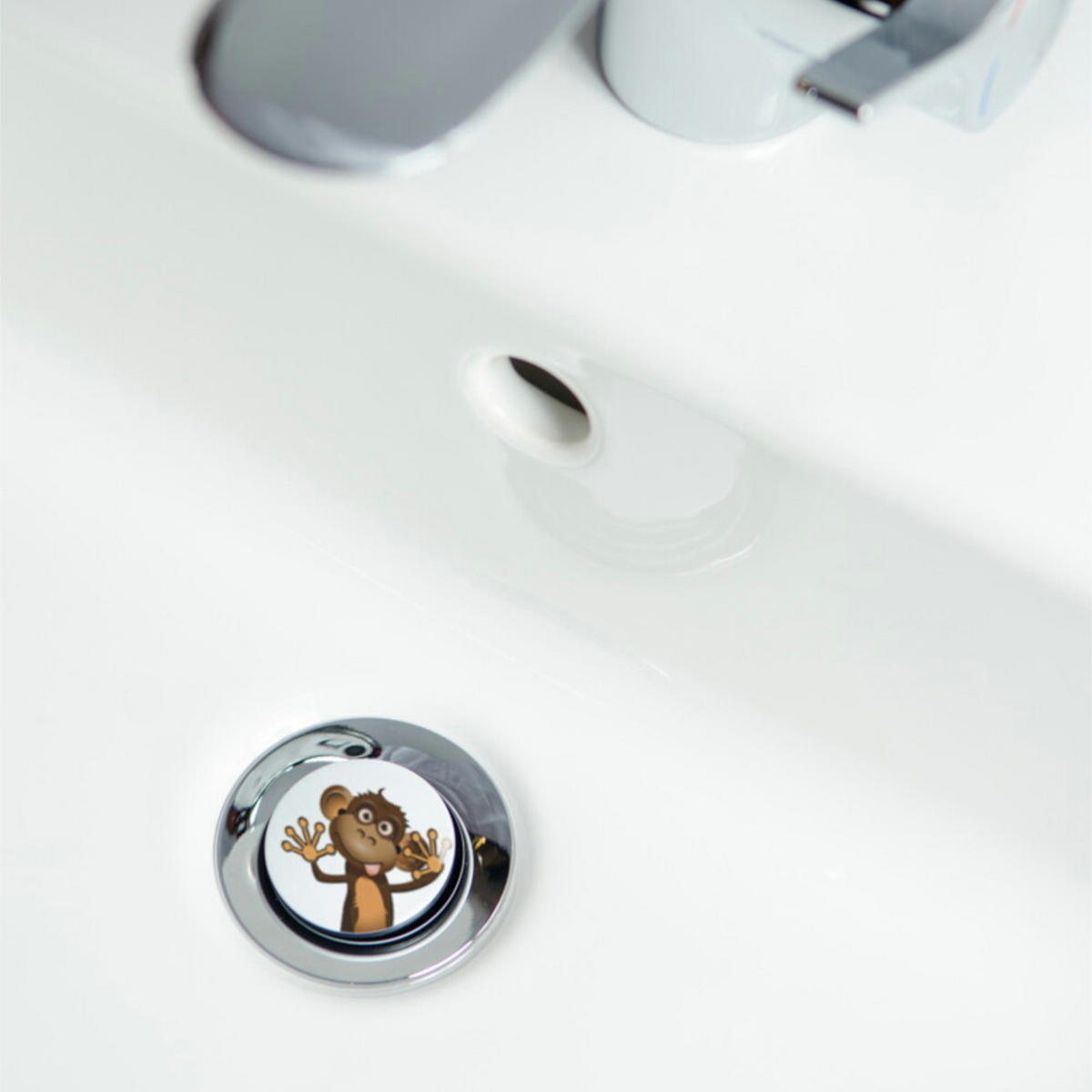 WASCHBECKENSTÖPSEL Monkey - Braun, Kunststoff/Metall (4/7/7cm) - Sanilo