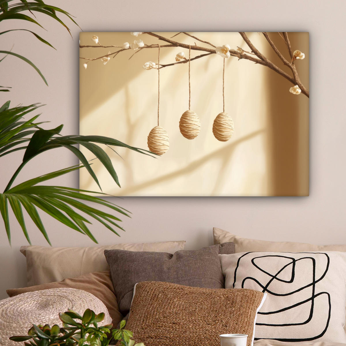 LEINWANDBILD Beige - Osterkuchen - Eier Wandbilder 80x60 cm - Beige, Textil (80/60cm) - MuchoWow