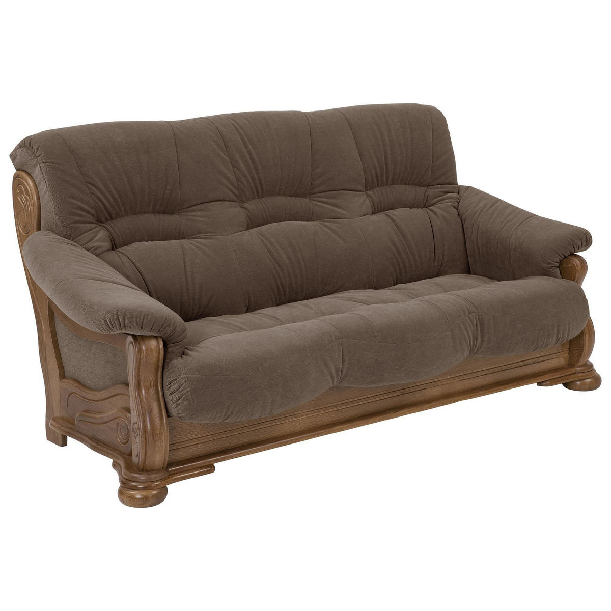SOFA 3-Sitzer Katlin Bezug Flockstoff Eiche rustikal P43 / braun - Braun, Kunststoff (205/95/95cm) - 58aufmkessel