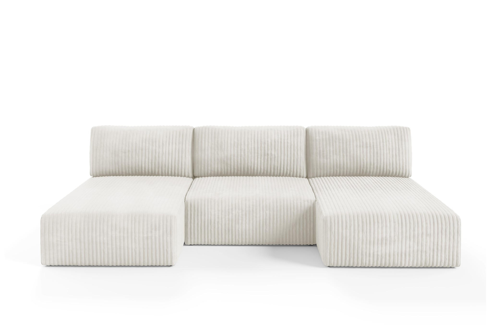 WOHNLANDSCHAFT Natalia - Creme, Holzwerkstoff/Textil (304/85/149cm) - Fun Möbel