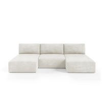 WOHNLANDSCHAFT Natalia - Creme, Holzwerkstoff/Textil (304/85/149cm) - Fun Möbel