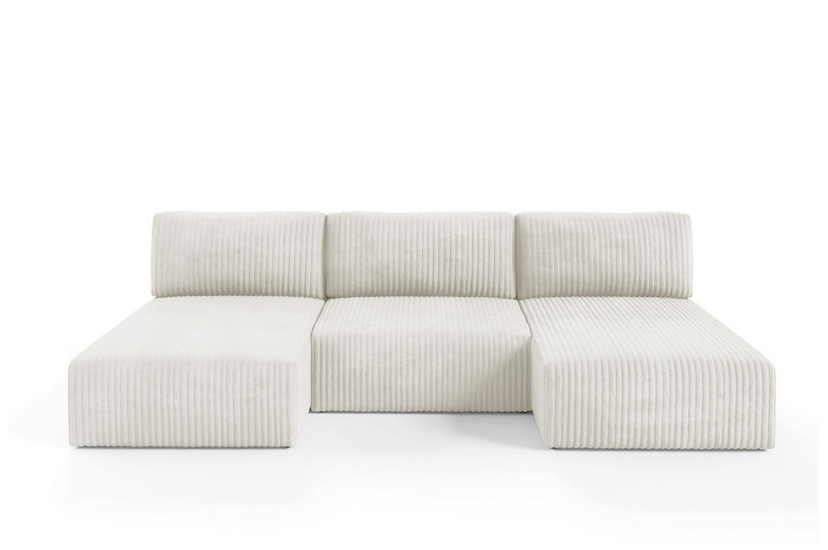 WOHNLANDSCHAFT Natalia - Creme, Holzwerkstoff/Textil (304/85/149cm) - Fun Möbel