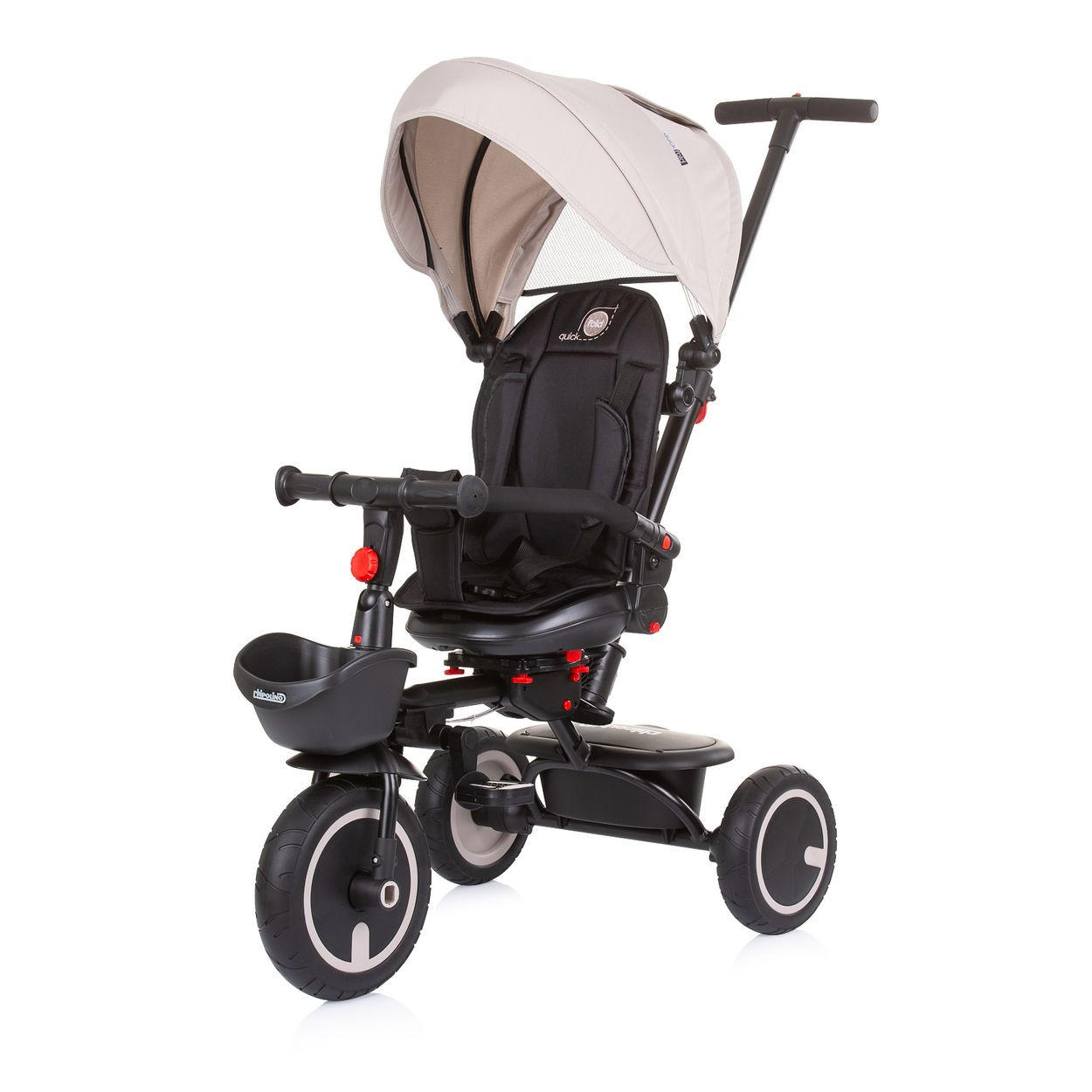 DREIRAD Quick Fold 2 in 1 beige faltbar, Sitz umkehrbar, PU-Räder, bis 25 kg - Beige, Metall (102/51/98cm) - Chipolino