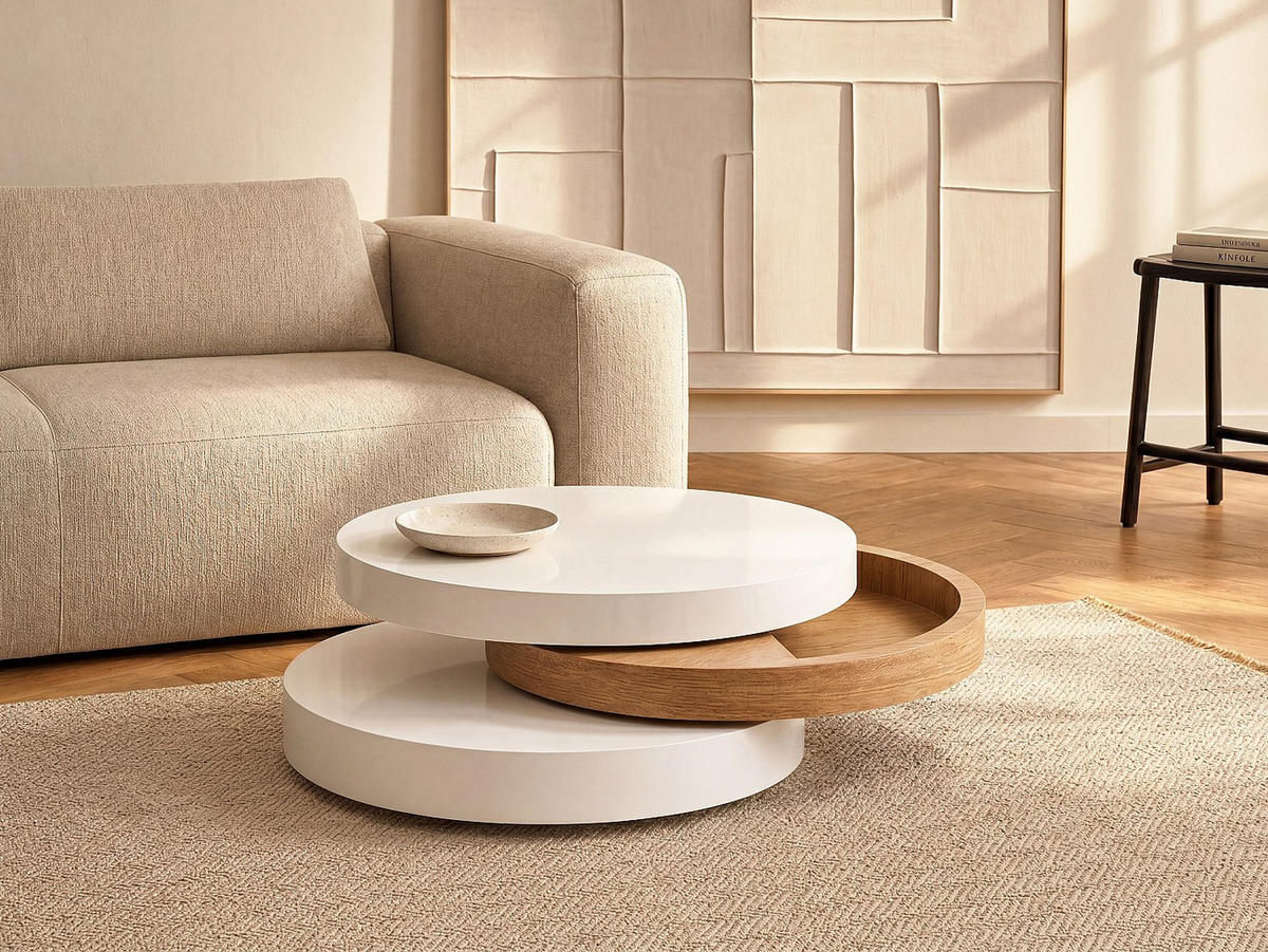 COUCHTISCH - 80 cm x 80 cm - holz - naturfarben hell, weiß Janita - Naturfarben/Weiß, Holz (80/80/32.5cm) - Vente-Unique
