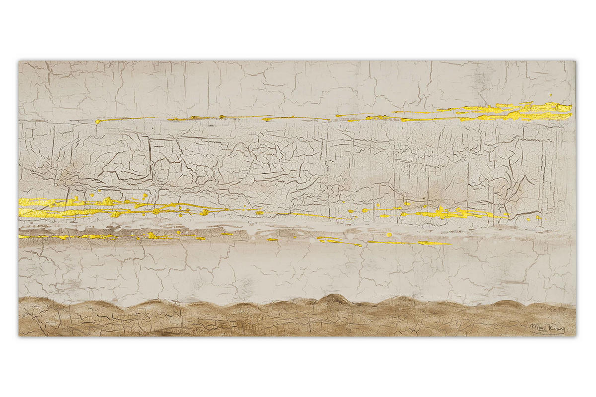 ÖLGEMÄLDE 120/60 cm - Goldfarben/Weiß, Holz/Textil (1.85/60cm) - KUNSTLOFT