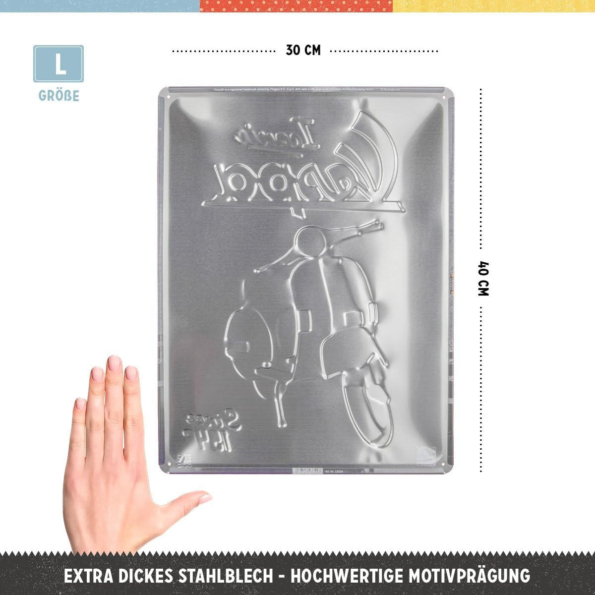 BLECHSCHILD 30/40 cm VespaIconic since 1946 - Multicolor, Metall (30/40/0.2cm) - Nostalgic-Art