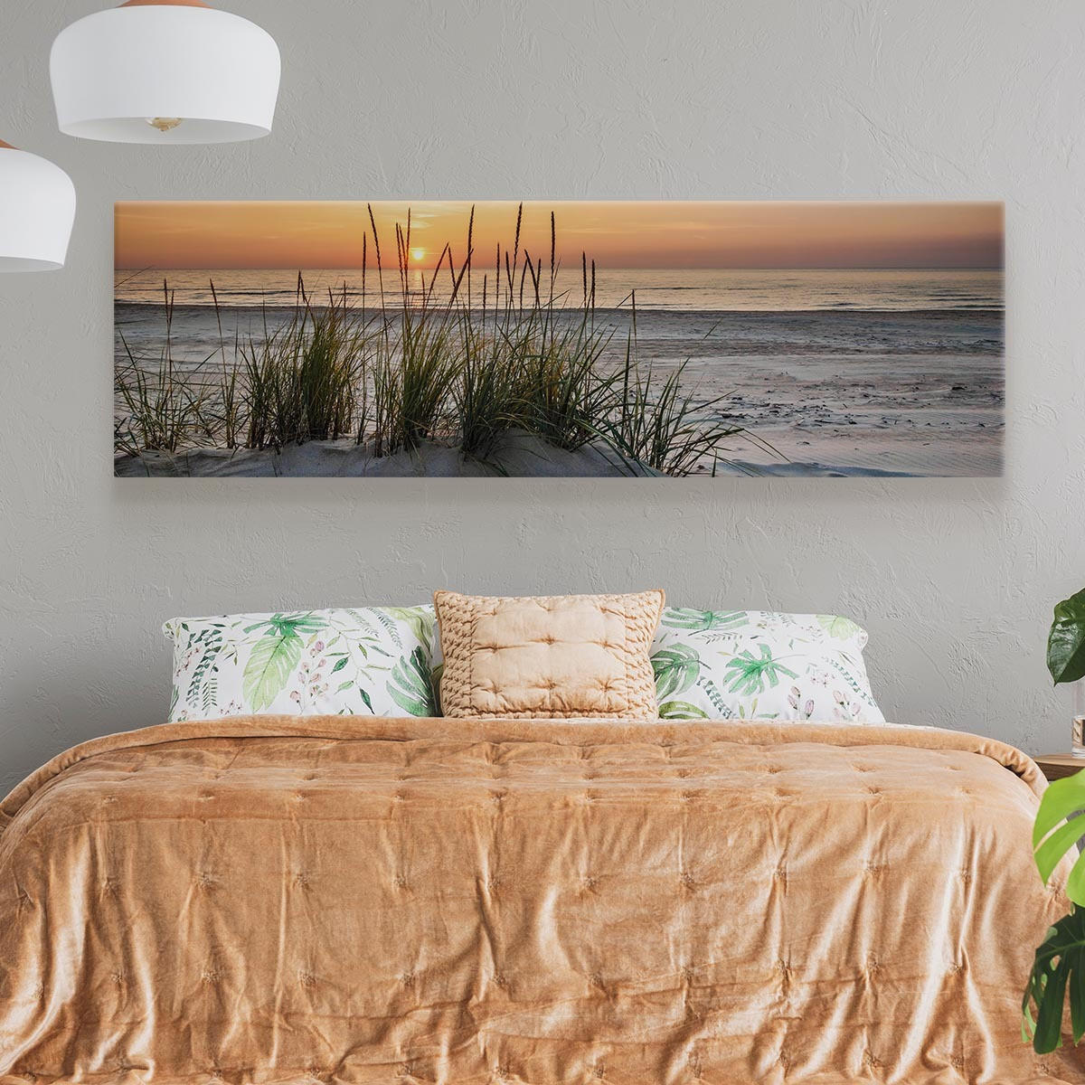 PANORAMABILD Strand Meer Landschaft 3D 145/45 cm - Beige/Orange, Textil (145/45cm) - Muralo