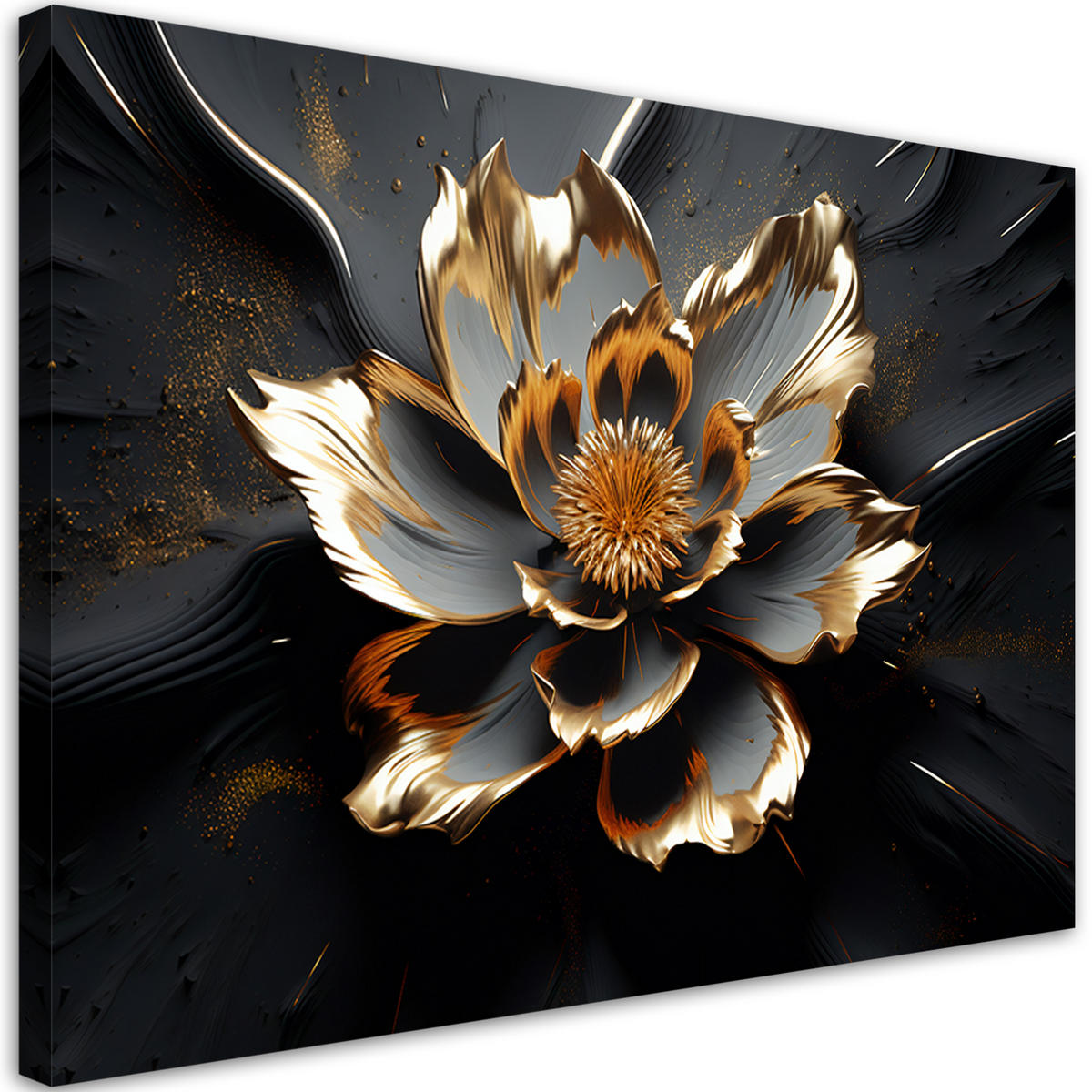 WANDBILD 3d abstrakte glamour blume - Schwarz, Textil (60/40cm) - Feeby