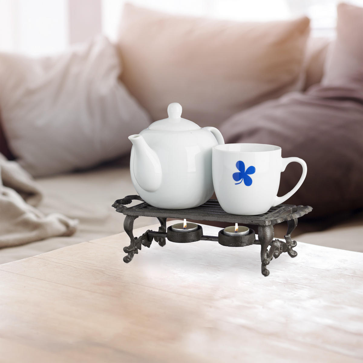 WARMHALTEPLATTE - Dunkelbraun, Metall (8.5cm) - Relaxdays