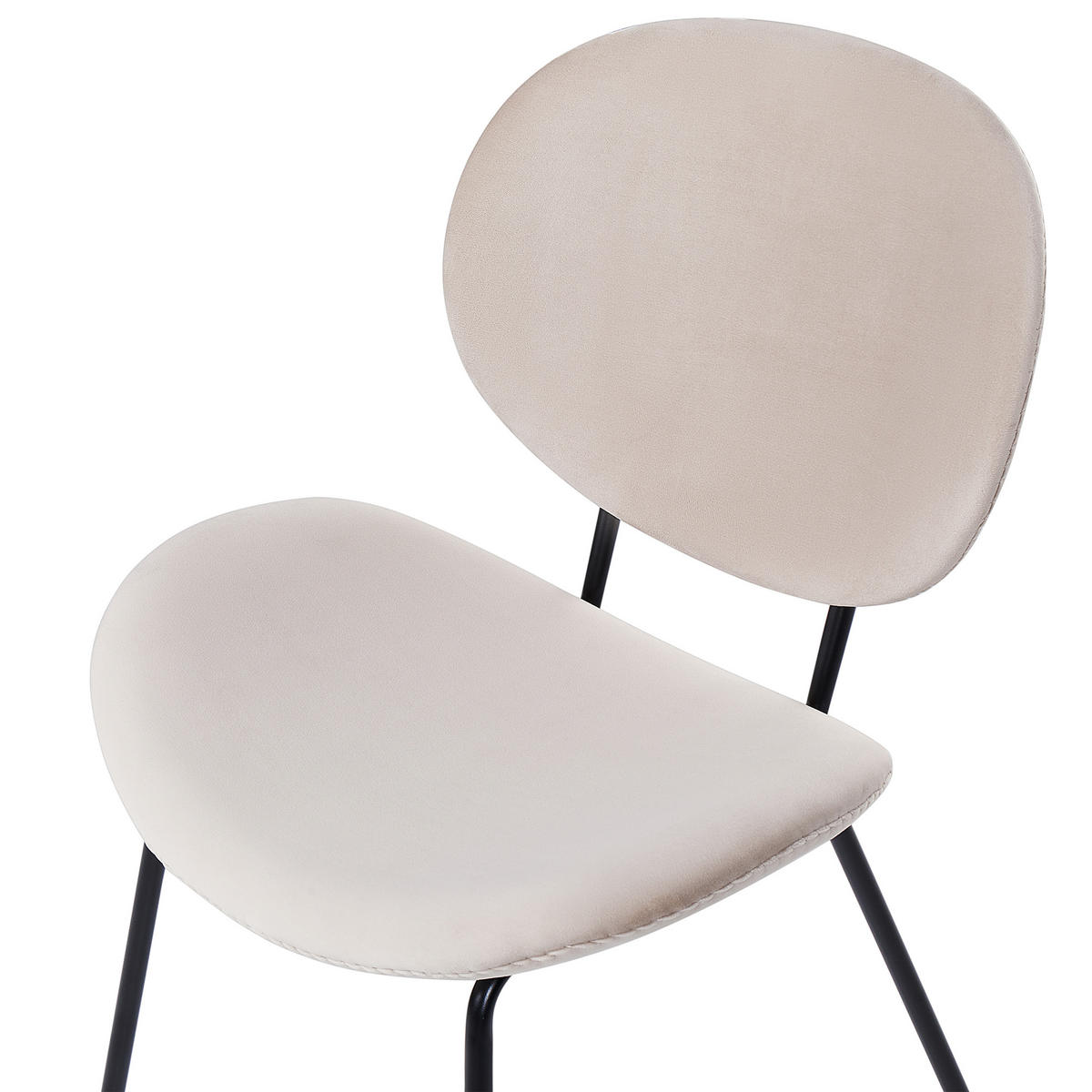 ÉTKEZŐSZÉK 2 darabos Szett Bársony világosbézs/fekete Luana - bézs/fekete, textil (50/80/58cm) - Beliani