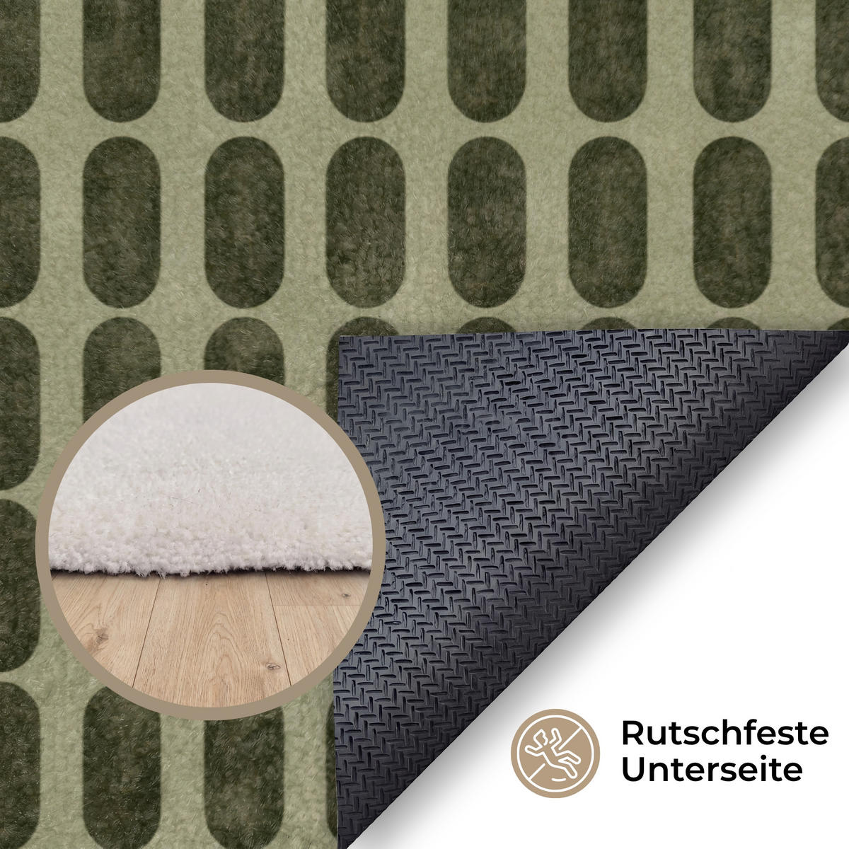 KOBERCE - Rytmické - Impact - Zelené - 180x120 cm - olivovozelená, textil/plast (180/0.4cm) - OnlyWow