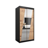 SCHWEBETÜRENSCHRANK 200/100/62 2-türig - Silberfarben/Schwarz, Holz/Kunststoff (100/200/62cm) - Abiks Möbel