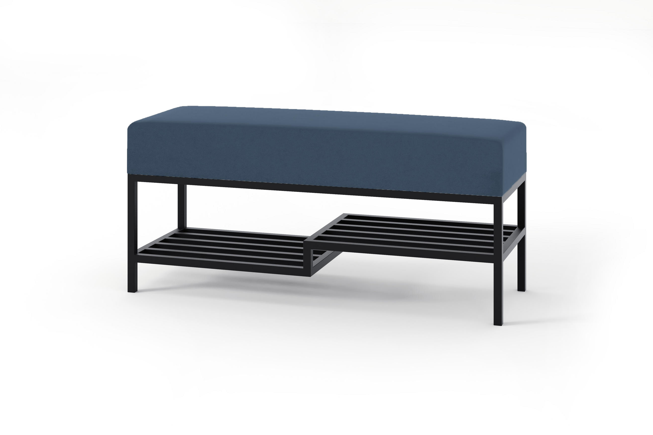 POLSTERBANK MELLO 80 Dunkelblau, Schwarzes Gestell - Schwarz/Dunkelblau, Textil/Metall (80/45/35cm) - Bettso
