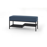 POLSTERBANK MELLO 80 Dunkelblau, Schwarzes Gestell - Schwarz/Dunkelblau, Textil/Metall (80/45/35cm) - Bettso