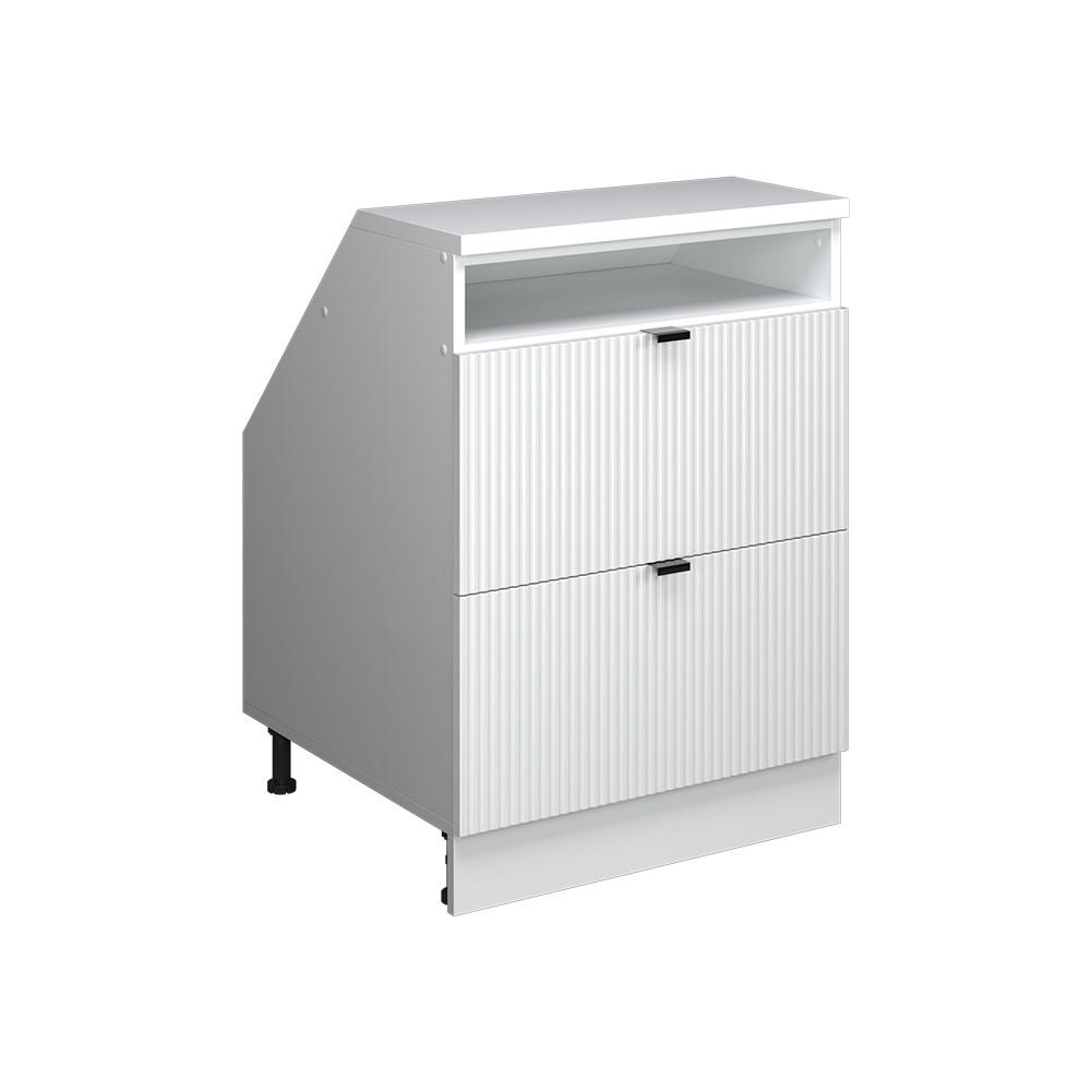 Vicco ŠIKMÁ SKŘÍŇ Rion Bílé zvlnění 60 x 81.6 cm se 2 zásuvkami, korpus skříně hloubka 60 cm