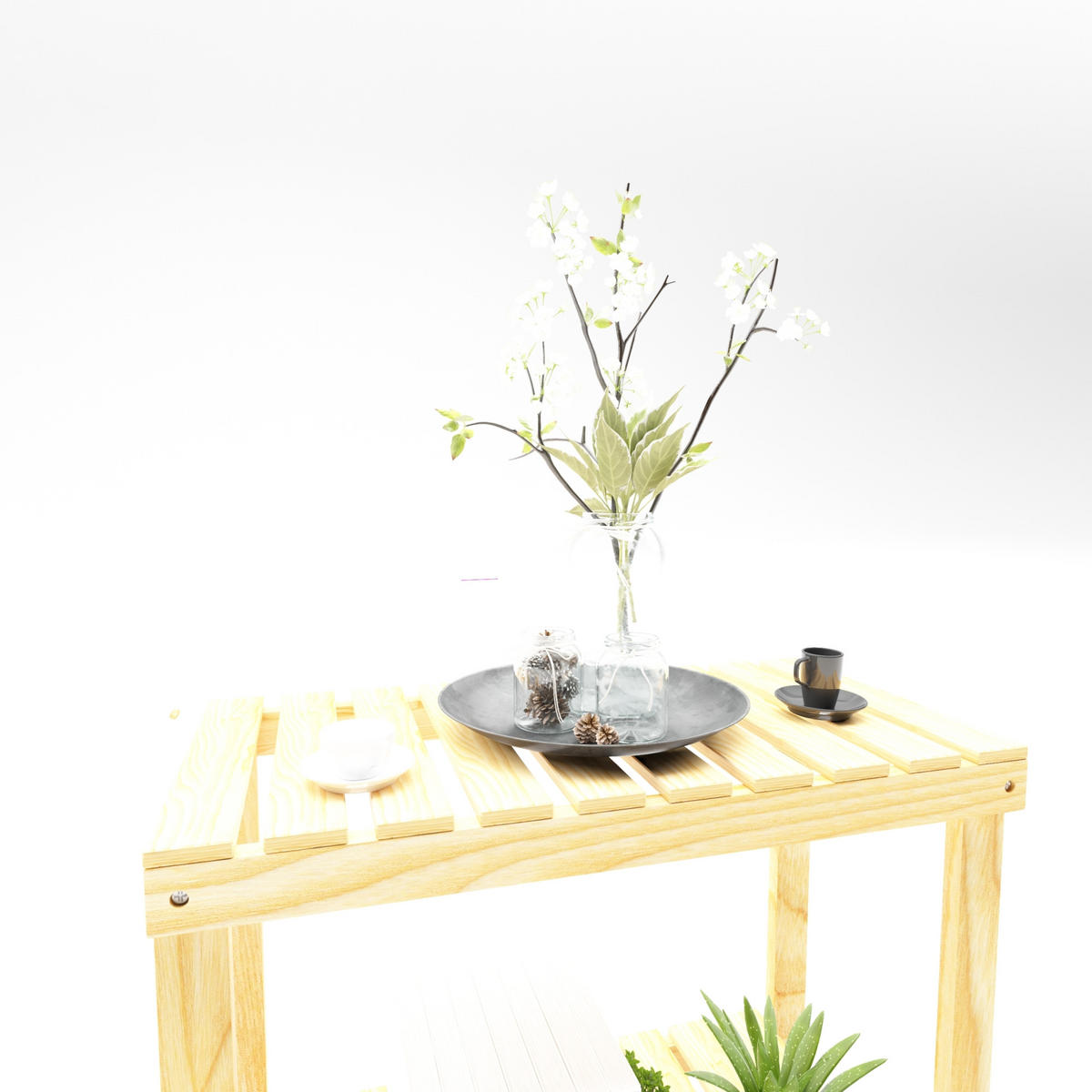 STANDREGAL Kinnula - Naturfarben, Holz (60/50/30cm) - [en.casa]