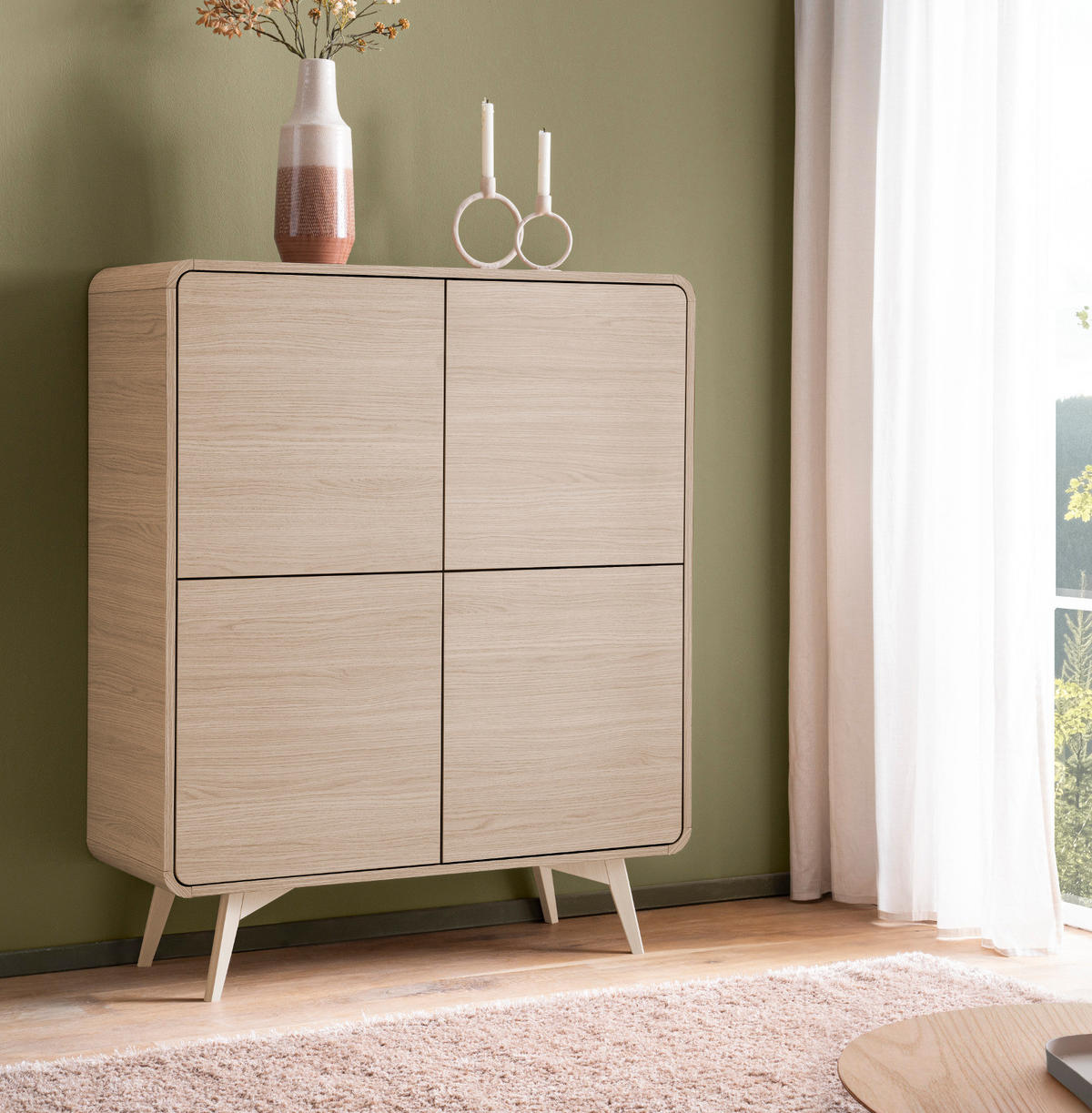 HIGHBOARD Eiche natur skandinavisch 108 cm, Kommode mit Push-to-Open - Eichefarben, Holz/Holzwerkstoff (108/130/39cm) - Furn.Design
