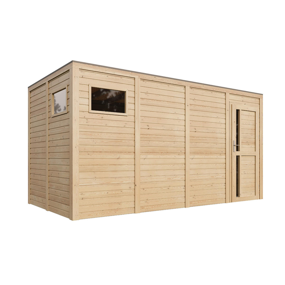 GARTENHAUS Holz 8,16 m² M327F1 - Naturfarben, Holz (404/210/202cm) - Timbela