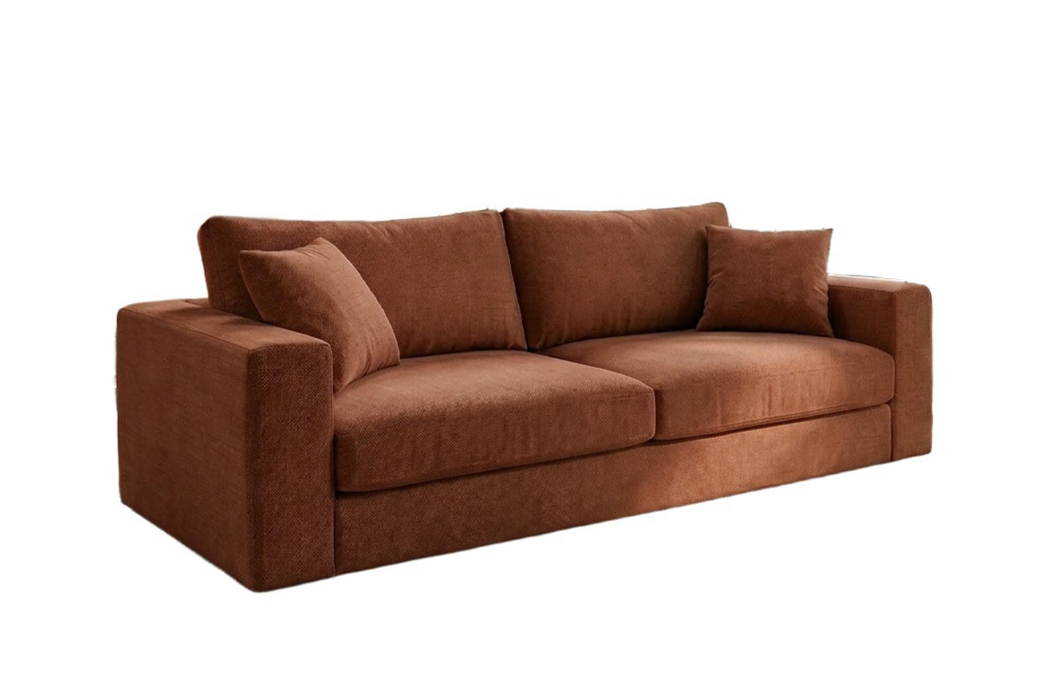SOFA AMINA Braun Flachgewebe - Dunkelbraun/Schwarz, Buchenholz/Textil (228/82/101cm) - KAWOLA