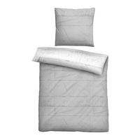 BETTWÄSCHE-GARNITUR Satin Wand sturmgrau, 135x200 cm + 80x80 cm - Grau, Textil (135/200cm) - biberna
