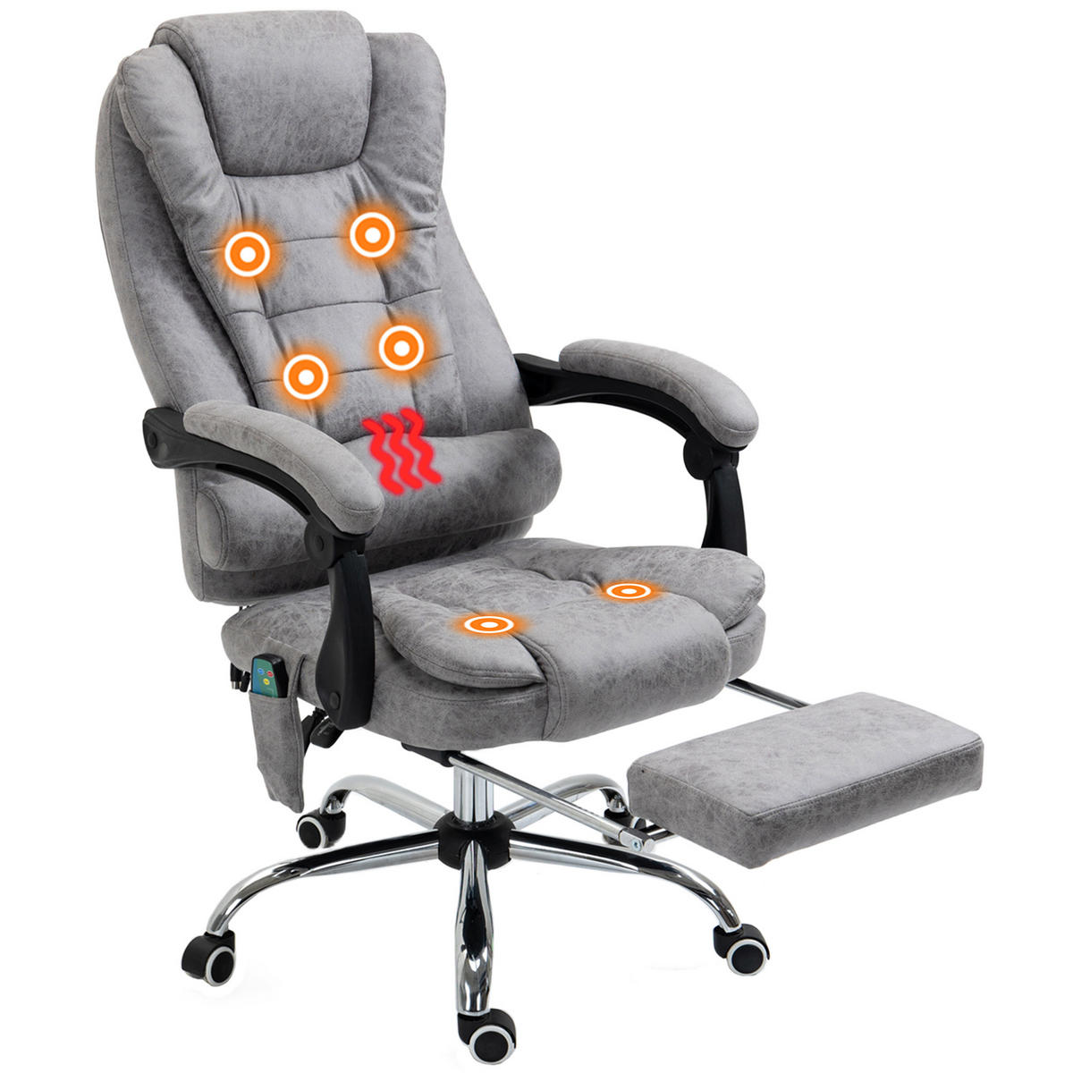 CHEFSESSEL DE-05223 Massage, Liege- & Wärmefunktion Grau - Grau, Metall (70/119/65cm) - ComfortXL