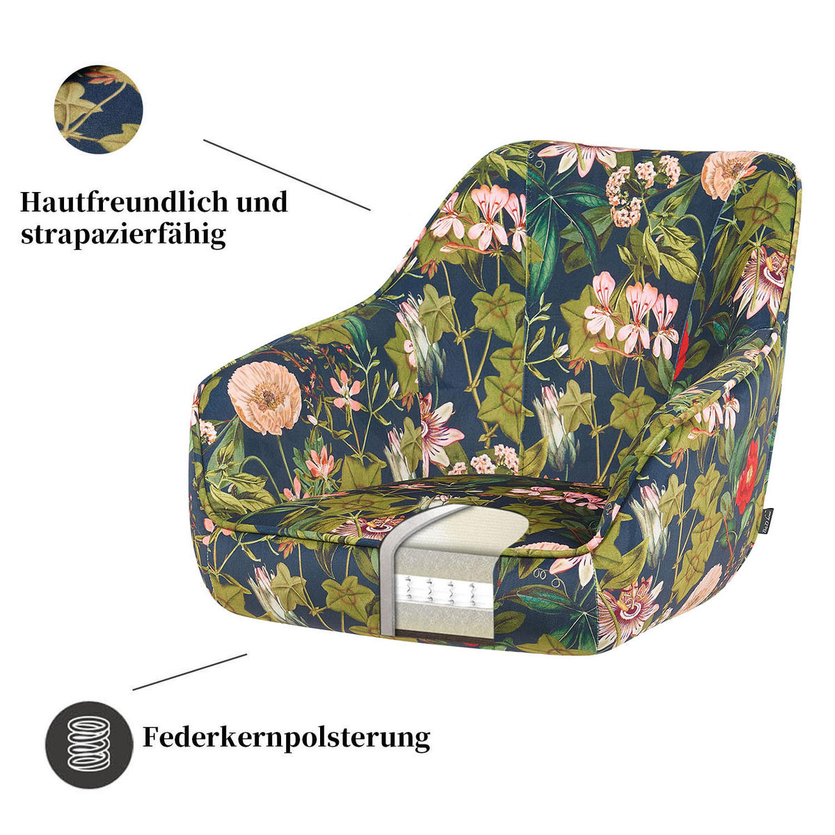 ARMLEHNSTUHL ARVIT - Multicolor/Schwarz, Textil/Metall (58/87/61cm) - B&D Home