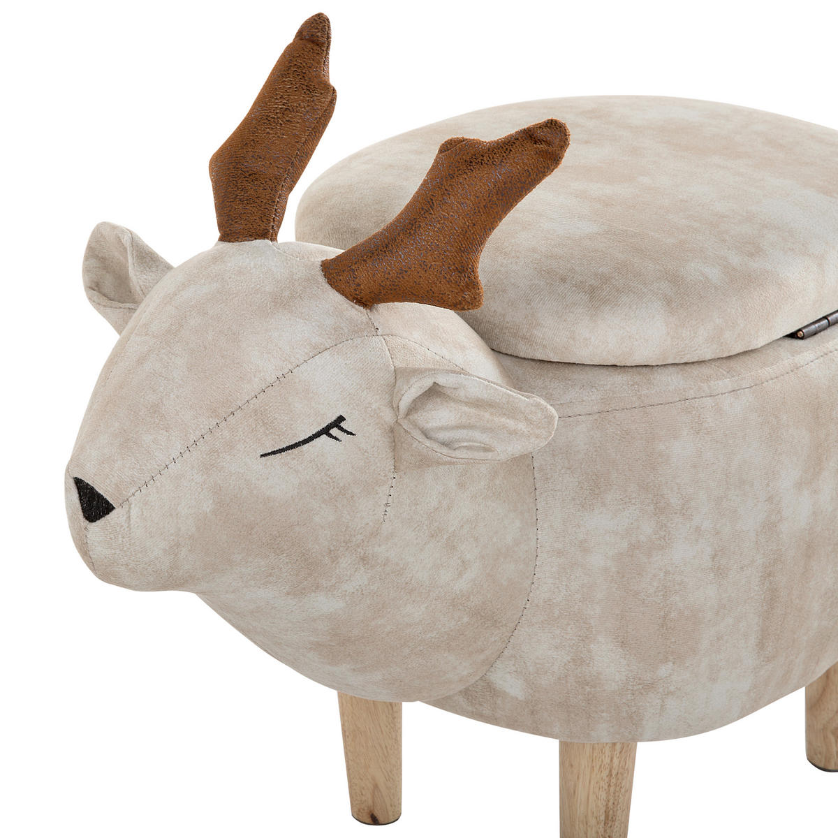 TIERHOCKER Reindeer 31/63/40 cm - Beige, Kunststoff/Textil (63/40/31cm) - Beliani