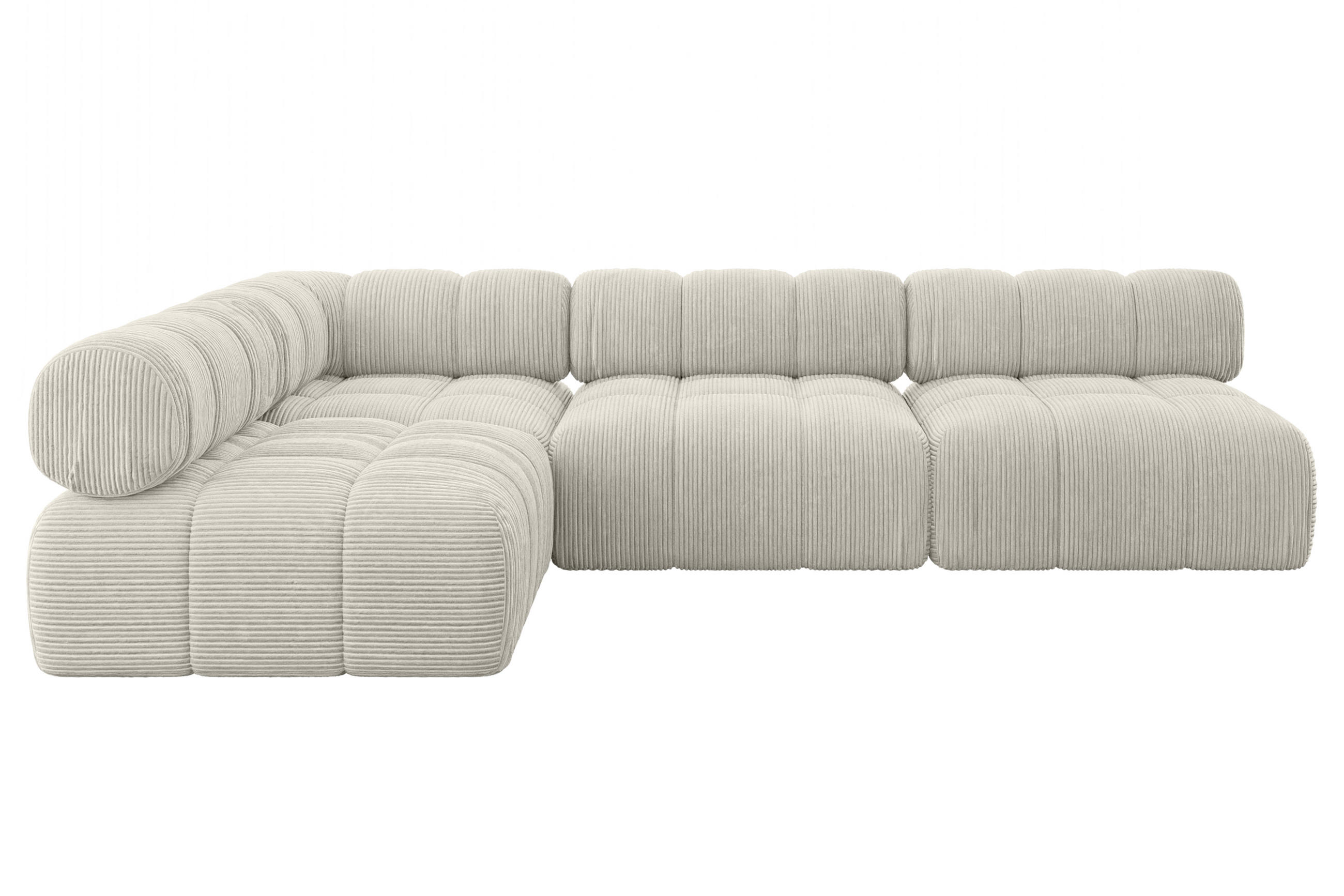 ECKSOFA modulares Sofa Samaro-L2 - 285x190x70 cm Creme Cord - Hellgrau/Creme, Holzwerkstoff/Textil (285/190cm) - ALTDECOR