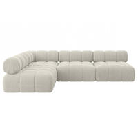 ECKSOFA modulares Sofa Samaro-L2 - 285x190x70 cm Creme Cord - Hellgrau/Creme, Holzwerkstoff/Textil (285/190cm) - ALTDECOR