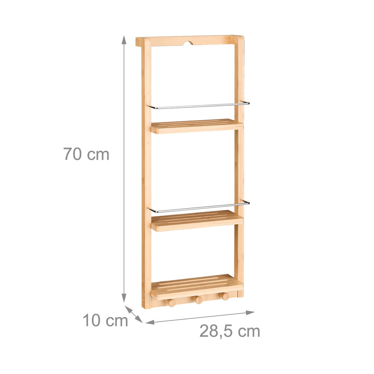 BAD-HÄNGEREGAL - Hellbraun, Holz/Metall (28.5/70/10cm) - Relaxdays